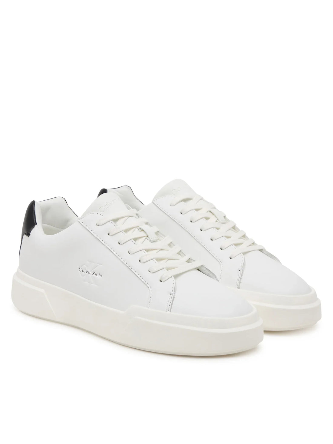 Calvin Klein sneakers uomo in pelle con logo bianco