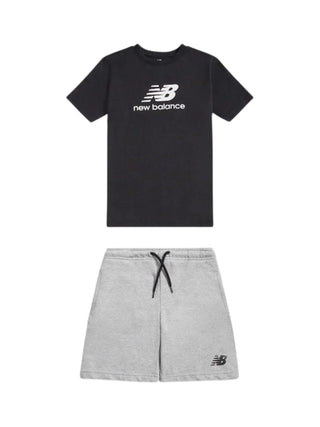 New Balance completo estivo bambino con logo nero grigio