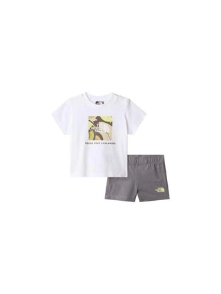 The North Face completo neonato T-shirt e shorts bianco grigio