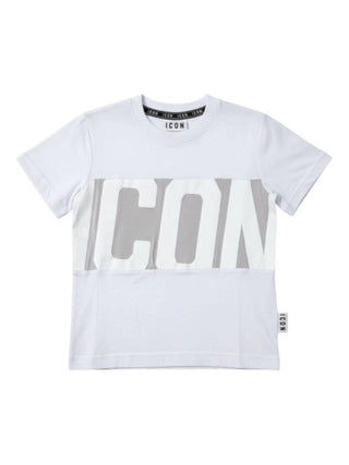 Icon T-shirt manica corta bambino con banda logo bianco