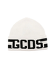 Gcds cappello bambino in maglia con logo panna