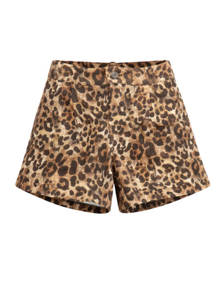 Disclaimer bermuda bambina in fantasia animalier beige nero