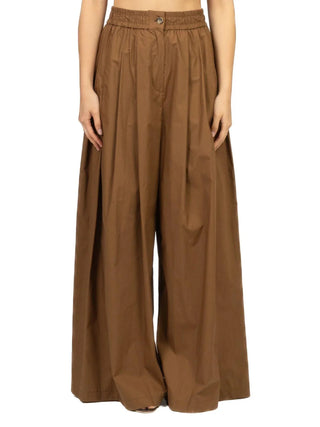 Vicolo pantaloni wide leg in cotone donna marrone