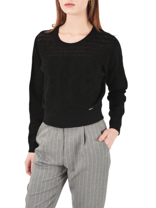 Yes Zee maglia traforata lurex nero M018-IQ00 0801 YES-ZEE 