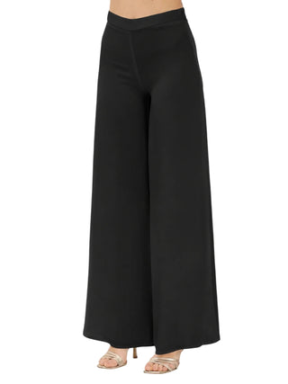 Simona Corsellini pantaloni palazzo donna misto viscosa nero