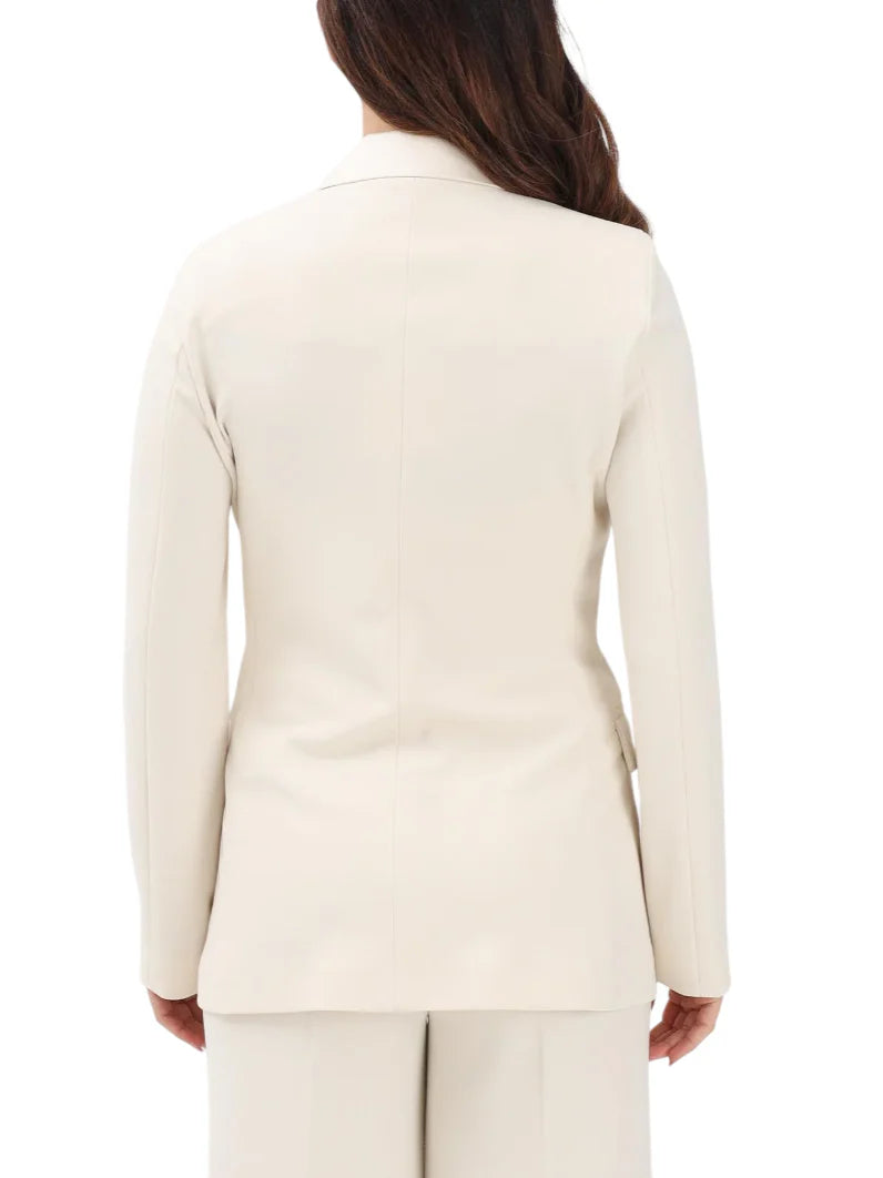 Vicolo giacca doppiopetto con dettagli satin bianco latte
