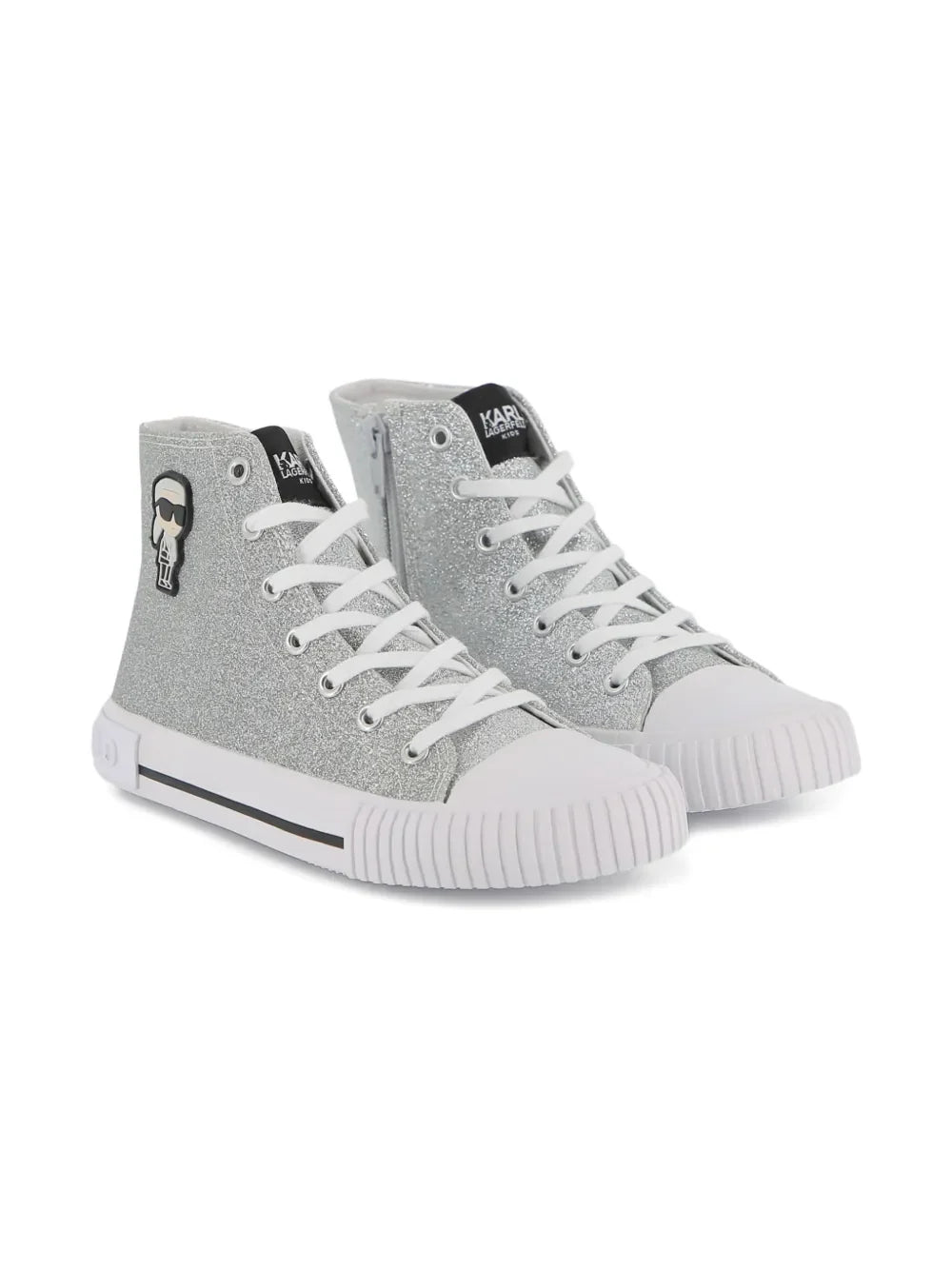 Karl Lagerfeld sneakers in tela glitterata bambina argento