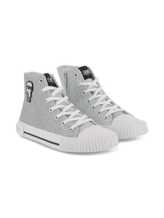 Karl Lagerfeld sneakers in tela glitterata bambina argento