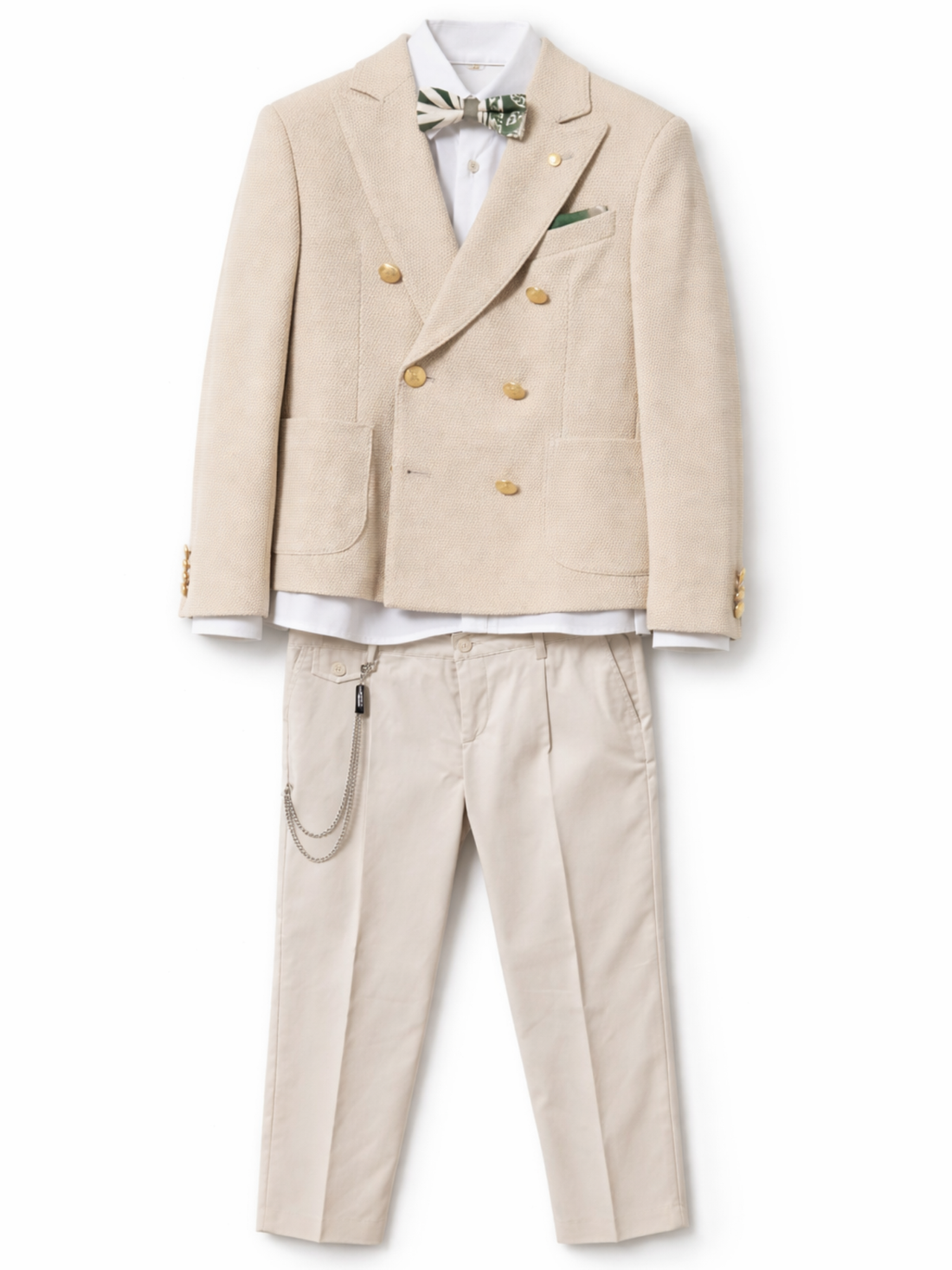 Colori Chiari completo elegante bambino con giacca doppiopetto beige