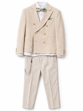 Colori Chiari completo elegante bambino con giacca doppiopetto beige