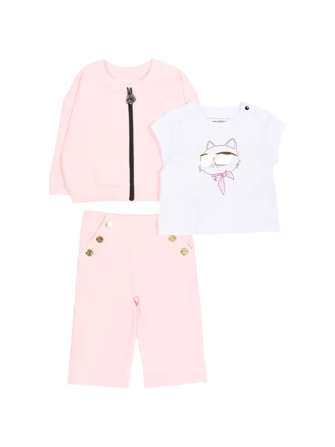 Karl Lagerfeld completo bambina felpa pantaloni T-shirt rosa