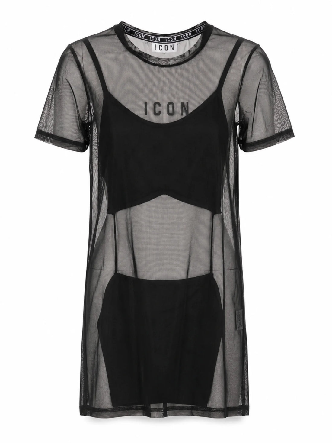 Icon abito bambina in tulle manica corta nero
