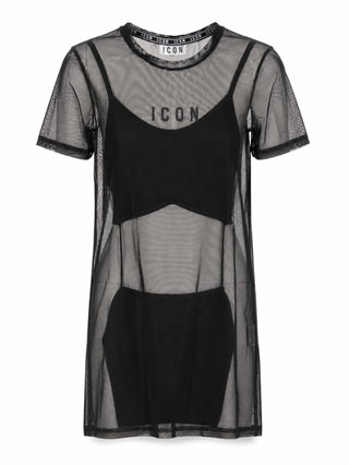 Icon abito bambina in tulle manica corta nero