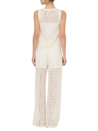 Only top smanicato crochet donna panna