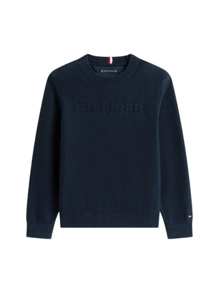 Tommy Hilfiger maglia bambino con logo jacquard blu