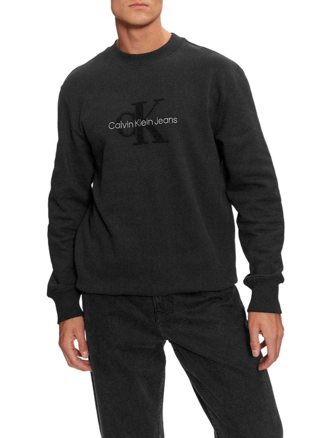 Calvin Klein Jeans felpa in caldo cotone con logo nero