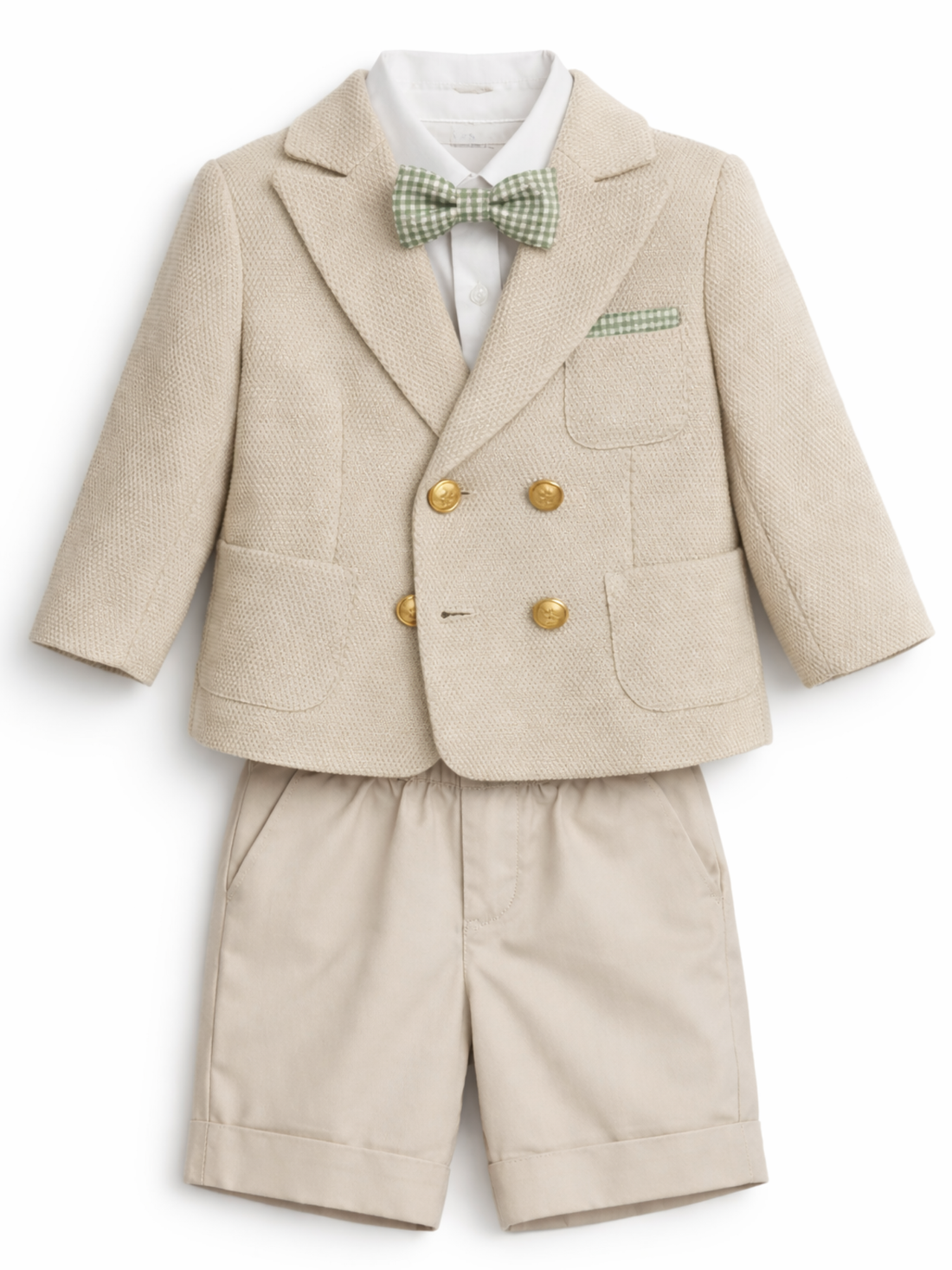 Colori Chiari completo elegante neonato giacca camicia bermuda beige