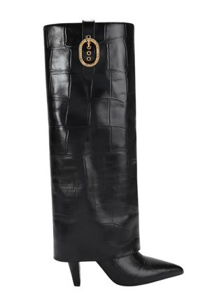 Kurt Geiger stivali alti in pelle effetto coccodrillo nero 5022300419 BLACK-CROC PRINT KURT GEIGER 