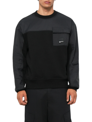 Karl Lagerfeld Jeans felpa uomo in tessuto bimateriale nero – Mxm