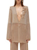 Blugirl cardigan crochet donna in viscosa con applicazioni floreali beige