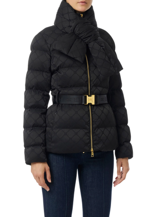 Elisabetta Franchi piumino in fantasia logata con cintura nero PI83D56E2 110 ELISABETTA FRANCHI 