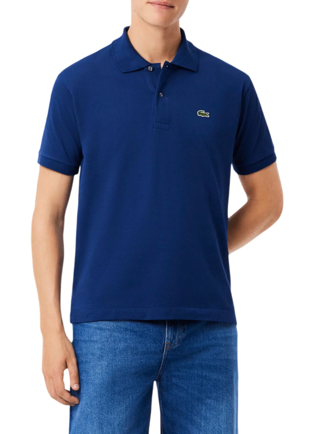 Lacoste polo manica corta 12.12 in piquè blu navy
