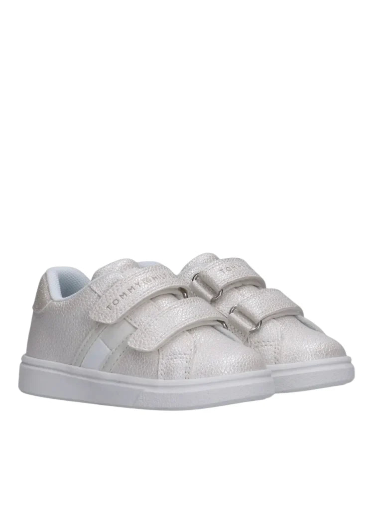 Tommy Hilfiger sneakers bambina in ecopelle con strappi panna