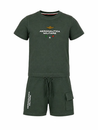 Aeronautica Militare completo estivo bambino T-shirt e shorts verde