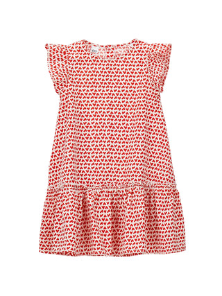 iDo abito bambina in fantasia a cuoricini panna rosso