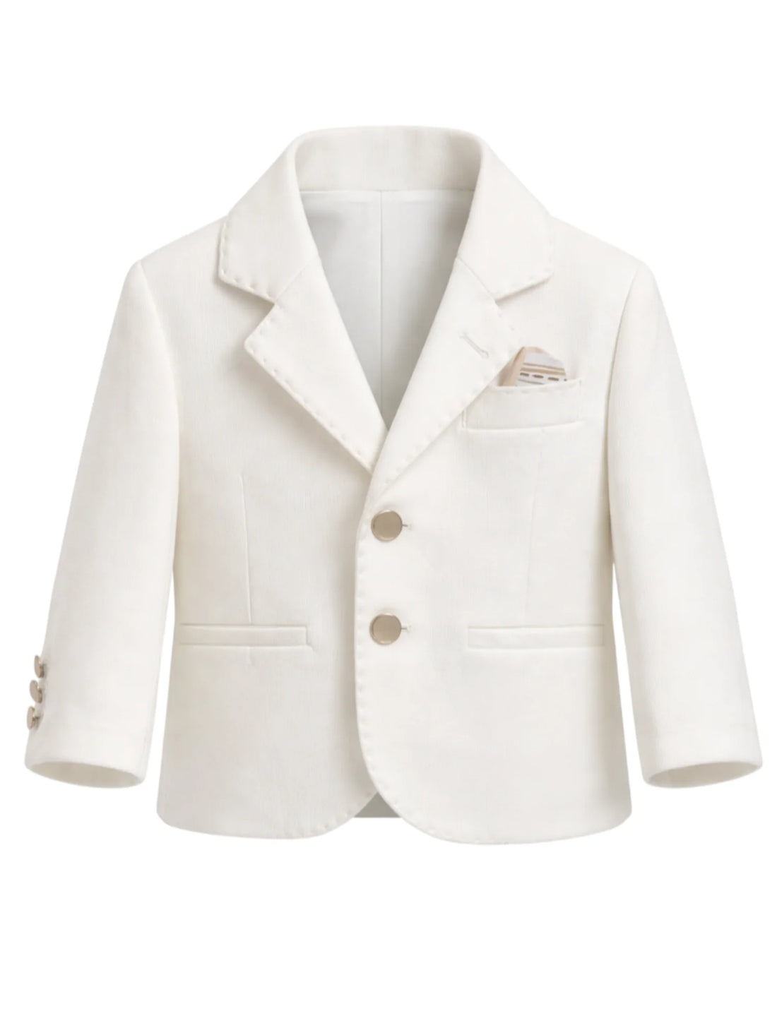 Emanuel Pris giacca monopetto elegante neonato con pochette panna