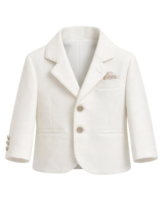 Emanuel Pris giacca monopetto elegante neonato con pochette panna