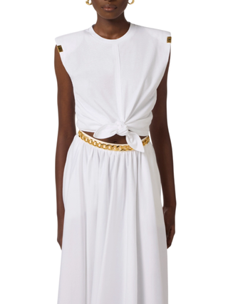 Elisabetta Franchi T-shirt in jersey con nodo bianco
