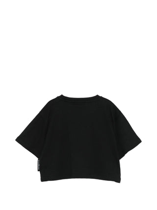 John Richmond T-shirt crop bambina con logo gioiello nero