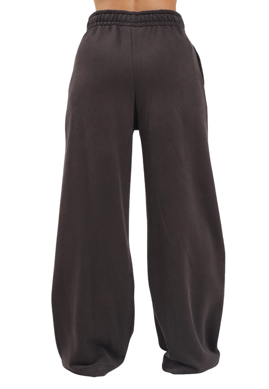 Lacoste pantaloni in felpa wide leg marrone