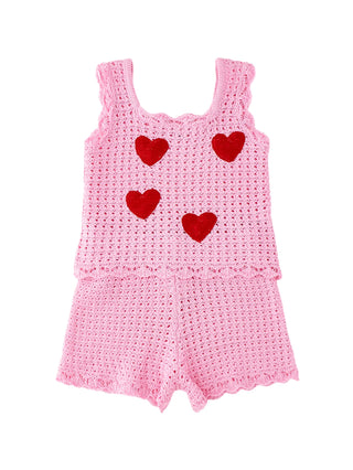 iDo completo bambina crochet con fiori rosa