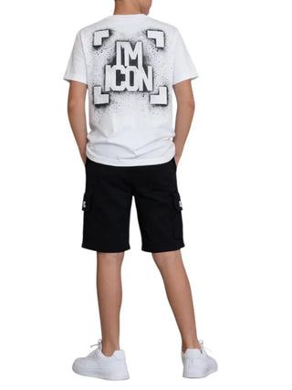 Icon T-shirt bambino in cotone stampe logo bianco