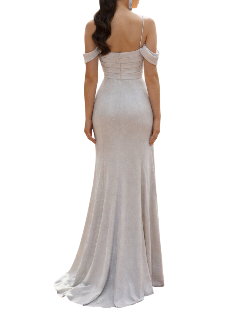 Marfil abito da cerimonia lurex con spacco argento