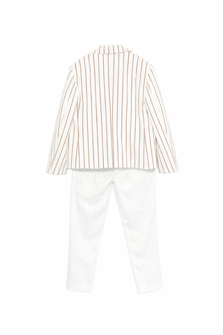 Colori Chiari completo elegante gessato bambino bianco cammello