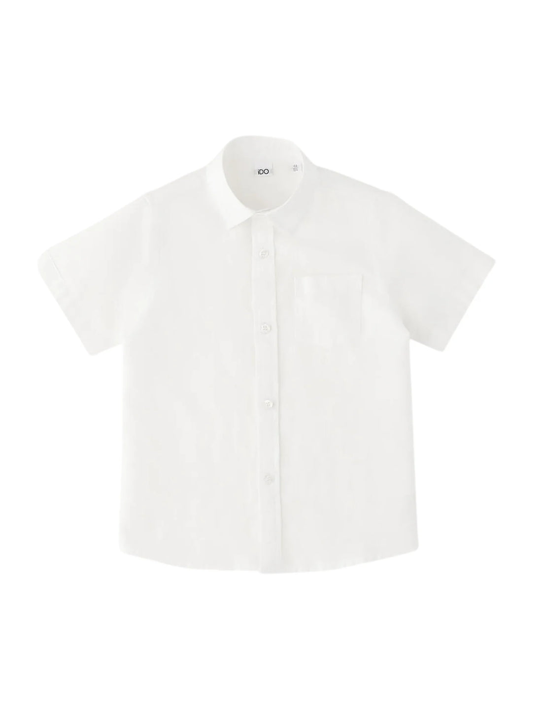 iDo camicia manica corta bambino misto lino bianco