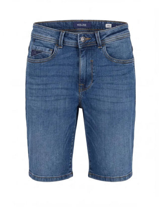 Yes Zee bermuda uomo in denim slim fit lavaggio blu