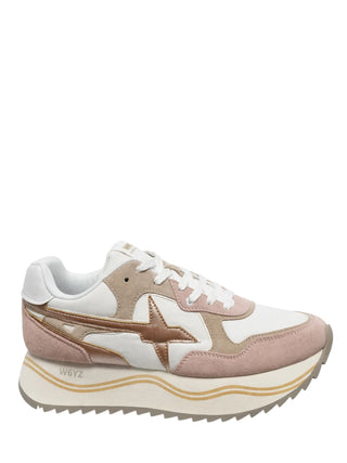 W6yz sneakers donna Deva platform in tessuto e suede bianco rosa