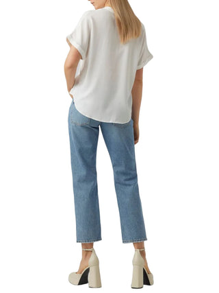 Vero Moda T-shirt manica corta in viscosa panna