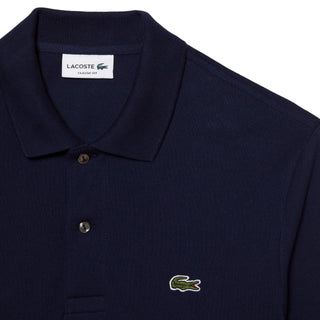 Lacoste polo manica lunga 12.12 in piquè blu navy