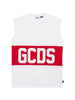 GCDS T-shirt smanicata bambino con banda logo bianco rosso