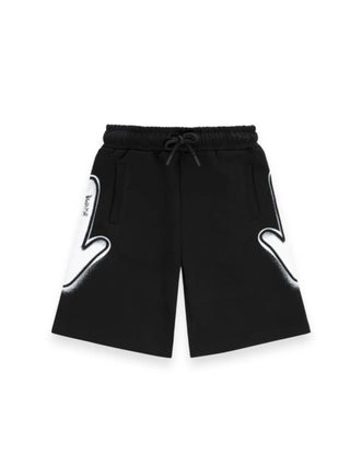 Disclaimer bermuda bambino con stampe iconiche nero