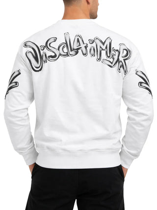 Disclaimer felpa uomo con maxi logo posteriore bianco