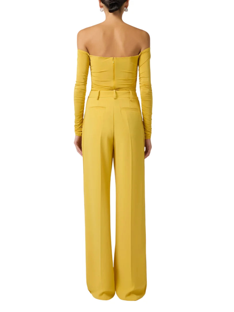 Elisabetta Franchi body in jersey con drappeggi giallo