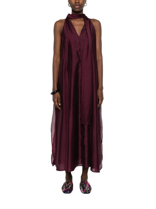 Jc Sophie abito lungo Lovely all'americana con fusciacca borgogna