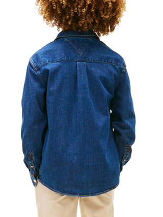 Tommy Hilfiger camicia in denim bambino lavaggio blu
