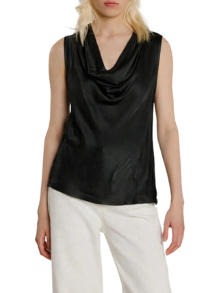 Relish blusa smanicata Wolfy in raso nero